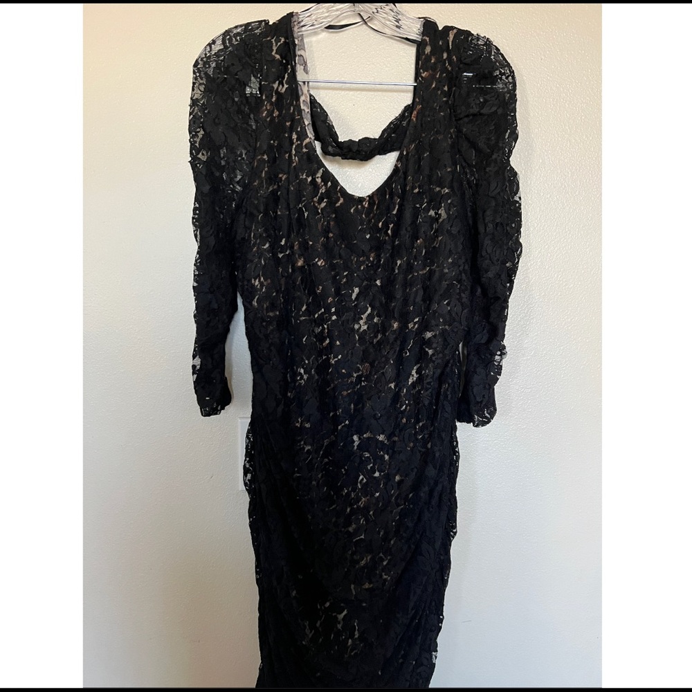 Black lace dress with leopard lining.